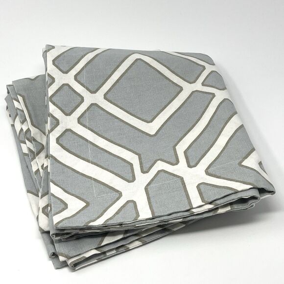 Pottery Barn Foundations SHELBY King Shams Linen Cotton Set Of 2 Gray Geometric - Picture 1 of 3